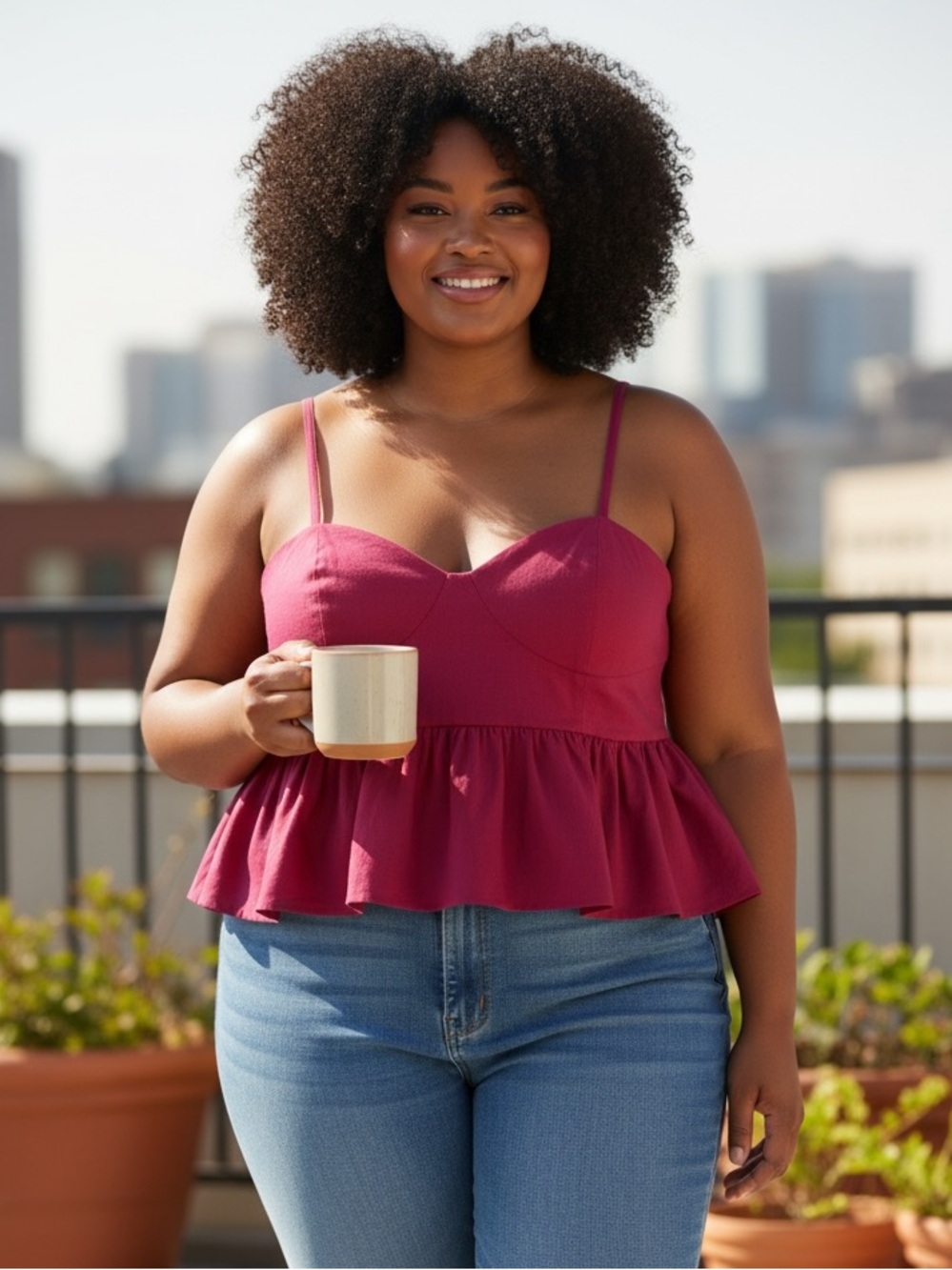 a new day Red Peplum Cami Top